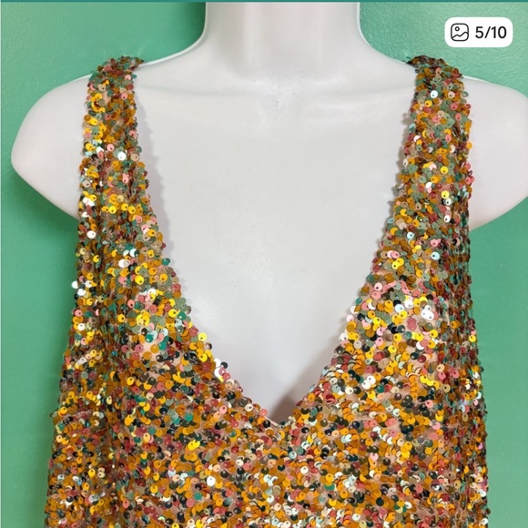 Sezane Robe Bridget Sequins Pastel Mini Dress - Picture 8 of 13